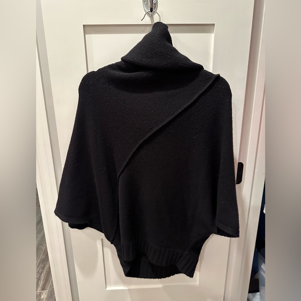 Velvet by Graham & Spencer Black Draped Knit Poncho Sweater